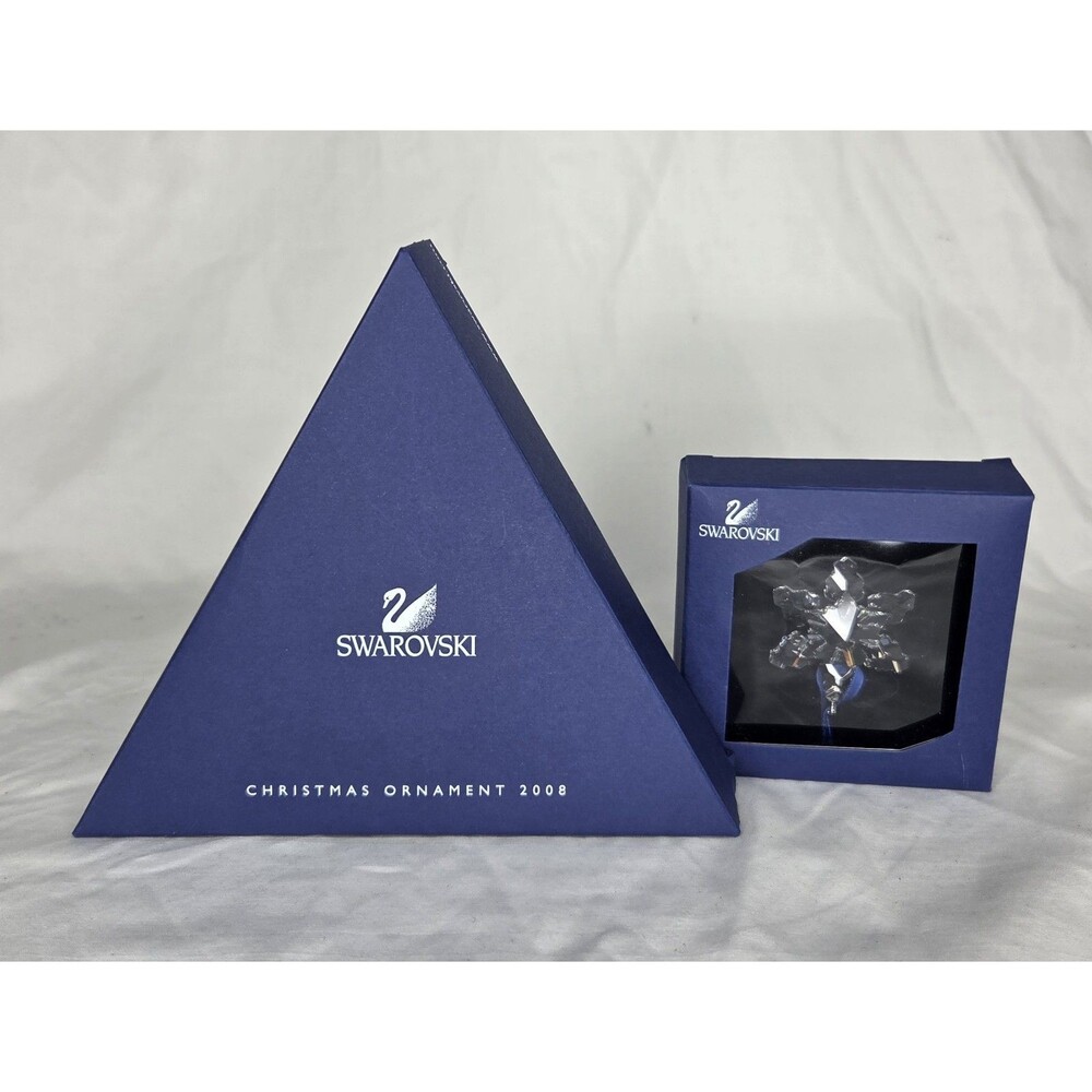 Swarovski 2008 Annual Christmas Ornaments Crystal Snowflake 942045 & 0934706 Lot